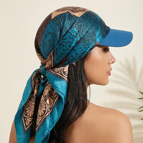 Dame solhatt skjerf med selvbindende brem, strandferiehatt, solhatt, cellegiftlue Vert