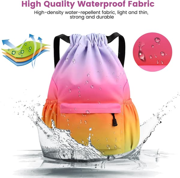 Drawstring Gym Bag, Large Drawstring Bags with Mesh Pockets, Waterproof Nylon Drawstring Bag, Drawstring Gym Bag Color