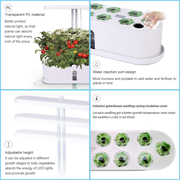 Hydroponisk odlingssystem, 10Pods inomhus örtträdgårdssats med
