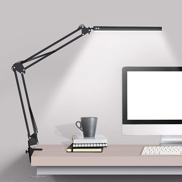 LED-skrivebordslampe med klemme, svingbar skrivebordslampe, justerbart skrivebord