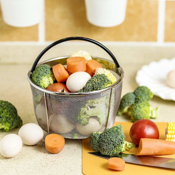 Ångkorg i rostfritt stål för Instant Pot, med silikon