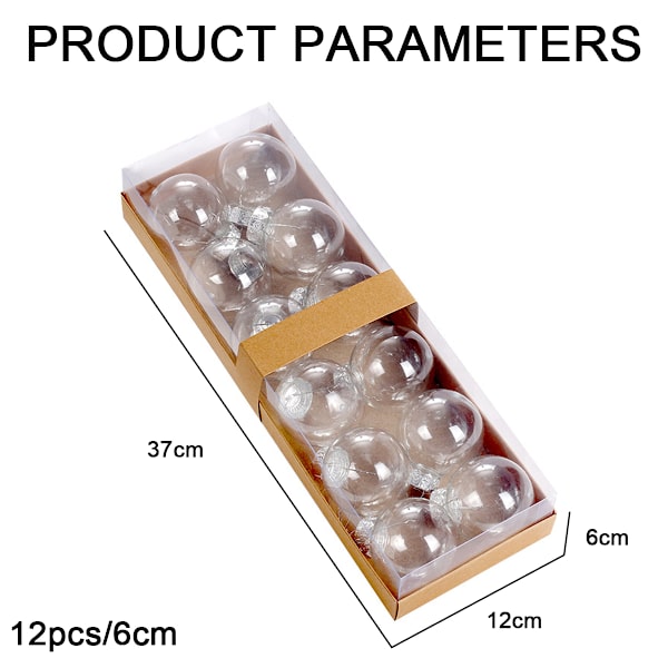 Gör-det-själv klara plastfyllbara kulor prydnad, julkulor för 12pcs/6CM