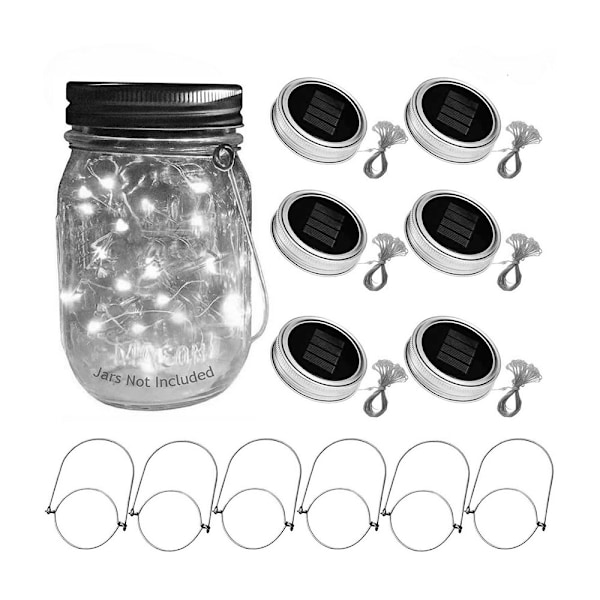 6-pack LED-strängljuslock, 6 hängare (burkar ingår ej),