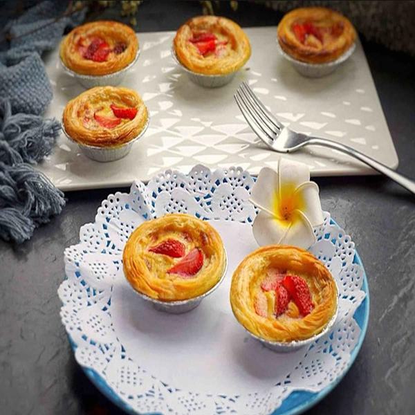 Aluminiumfolie tærteform/miniform/engangsbageform, egnet til bagning af tærter, quiches, creme brulee-tærter osv.