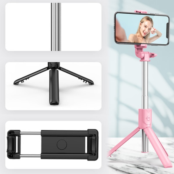 Bærbar Selfie Stick, håndholdt stativ med aftagelig trådløs