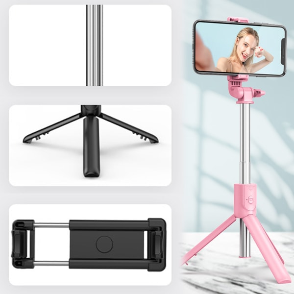 Bærbar Selfie Stick, Håndholdt Stativ med Aftagelig Trådløs