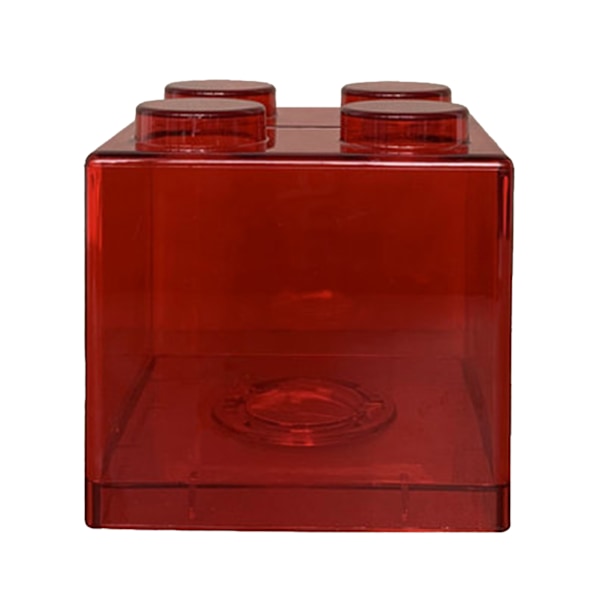 Genomskinlig sparbössa i form av byggklossar, rektangulär transparent myntsparbössa för barn pojkar flickor röd 8,9x8,9x9,2cm / 3,5x3,5x3,6in
