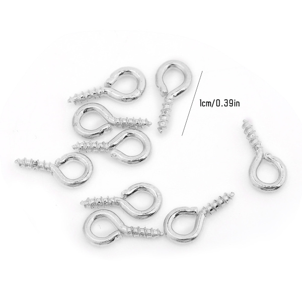 100 st DIY metallskruvögla stift borrögla lerharts smyckesfynd tillbehör (silver)