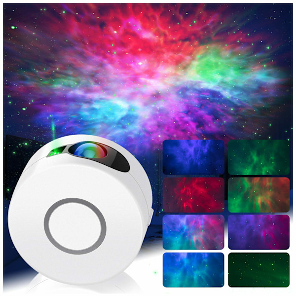LED nattlys projektor, 2 i 1 stjernehimmel nattlys med fjern