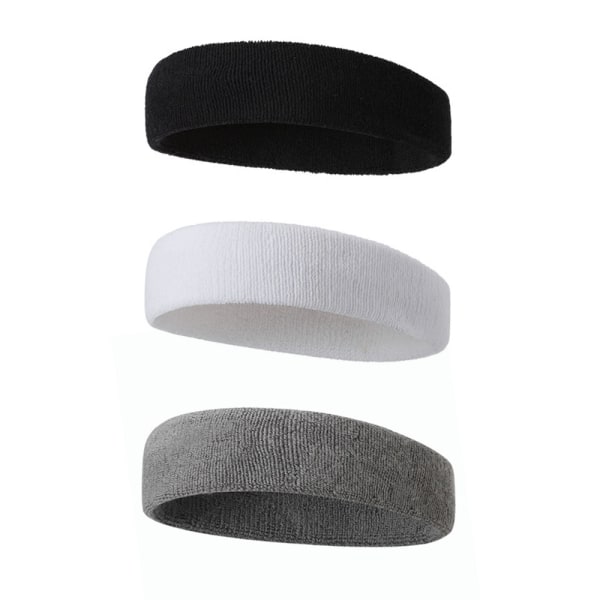 Headbands for Men & Women - Sweat Band Moisture Wicking Cotton Terry Cloth Workout Sweatband for Tennis, Running, Gym, Basketball