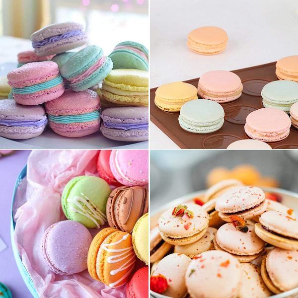Bakmattor av silikon macaron, 2 st non-stick silikon bakmattor, matsäker bakmatta, perfekt för macaron, kakor, bröd, bakverk, efterrätt (2 st