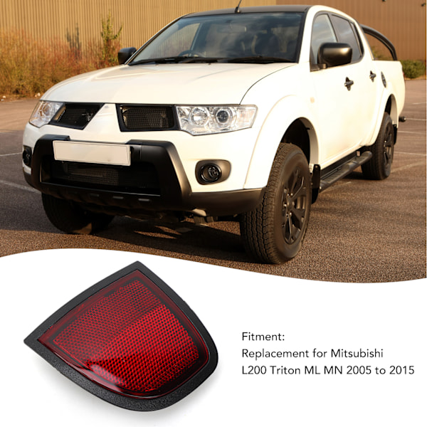 Bakre støtfangerreflektor Rød støtfanger bakside reflektorpanel erstatning for Mitsubishi L200 Triton ML MN 2005 til 2015 Høyre 8355A016