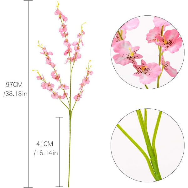 12 stk. Silke Danse Lady Orchid Kunstige Lange Stilk Blomster i Løs