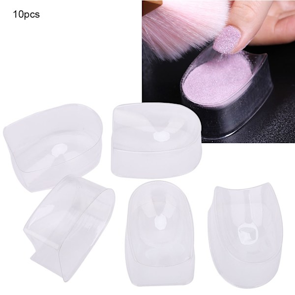 10 stk. gennemsigtige kant negle tips dip beholder smile linje negle dyppe pulver bakke manicure værktøj