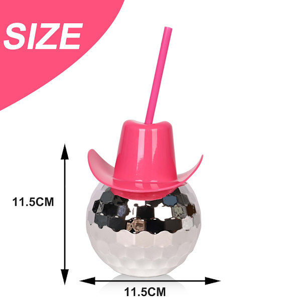 2 kappaletta Disco Ball Pink Cowgirl Hat -mukeja pilleillä Cowboy Western -juhlatarvikkeet, Single Girl -juhlatarvikkeet.