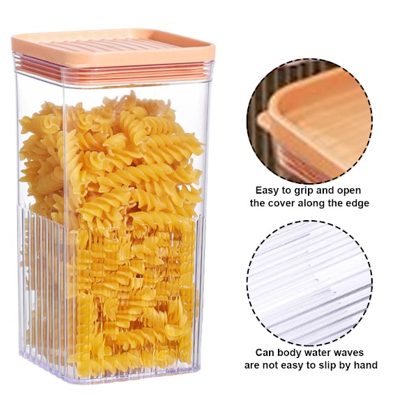 Lufttette matbeholdere for kjøkken, gjennomsiktige plastbeholdere for frokostblandinger, kaffe, tørket frukt, pasta (900 ml)