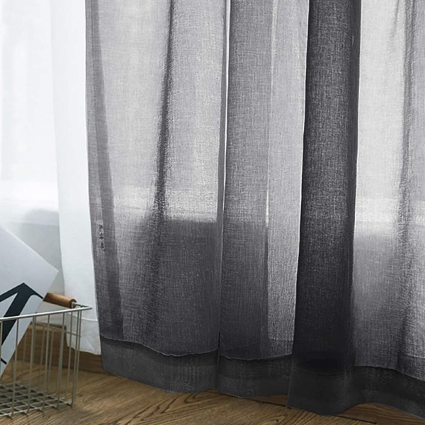 Genomskinliga Gardiner Vardagsrum Rod Pocket Fönster Gardin Panel Black