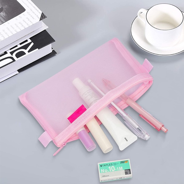 Multifunktionell Mesh Pen Bag Case Makeup Tool Bag