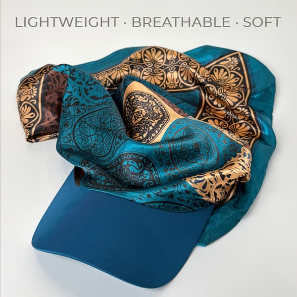Dame solhatt skjerf med selvbindende brem, strandferiehatt, solhatt, cellegiftlue Vert