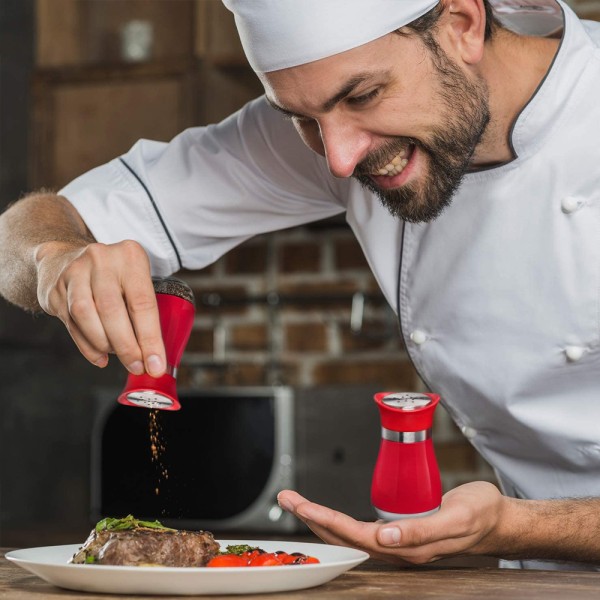 Salt- og pepperbøsser Elegant med gjennomsiktig glassbunn | Kompakt