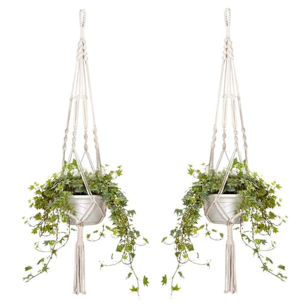 Blomsterlökar, set med 2 makraméblomsterlökar bomullsrep hängande glödlampa 105cm—HIKEREN