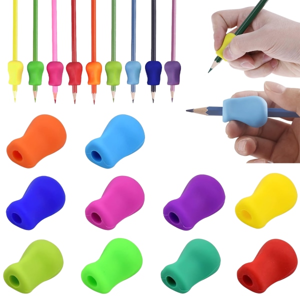 Ergonomisk penneholder til forskellige kuglepenne, pakke med 10 børnepenneholdere til børn med håndskrift, penneholder børn, ergonomisk silikoneblyant