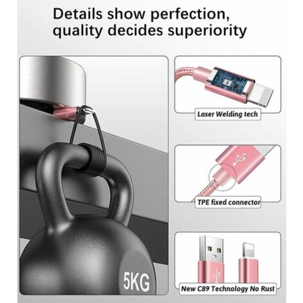 iPhone-laderkabel 1M/2M/2M/3M [MFi-sertifisert] Lightning