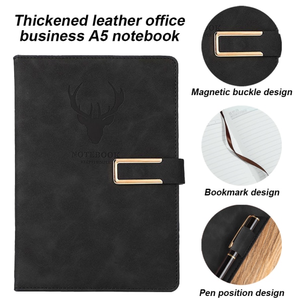 Business Notebook A5 Spænde Notesblok (Hjortehoved Design) Hardcover