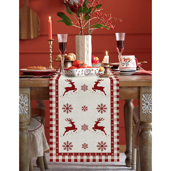 Christmas Snowflake Moose bordsduk, jul heminredning Christmasyan1690 13x108in