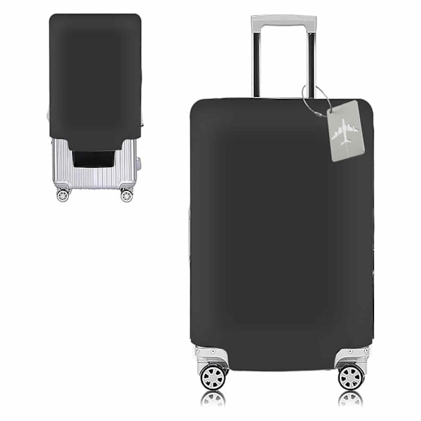 1 stk Elastisk Rejsebagage Cover, Vandafvisende Trykt Trolley Case Beskyttelses Cover Kuffertholder Vaskbar Rejse Kuffertholder, Sort 22-24