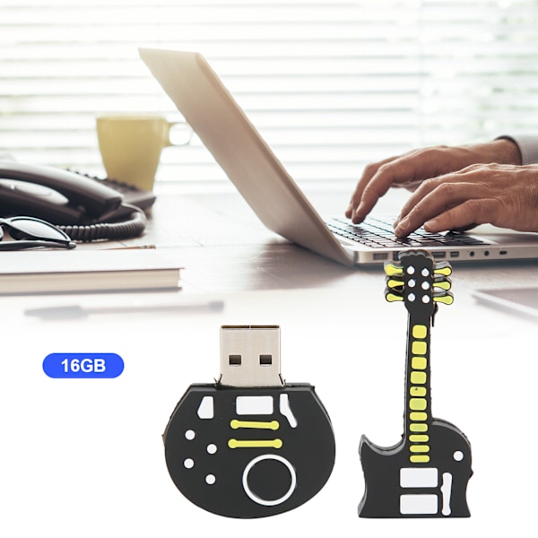 Flash Disk Bærbar Tegneserie Guitarformet USB Thumb Memory Stick til Informationslagring Dataoverførsel Gave(16GB )