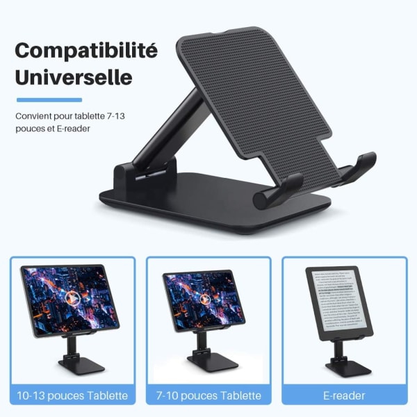 Anozer Foldable Desktop Angle Tablet Hållare, Justerbar Telefonhållare med Anti-Slip yta och aluminiumlegering för iPad Air, Huawei Tablet, Samsung,