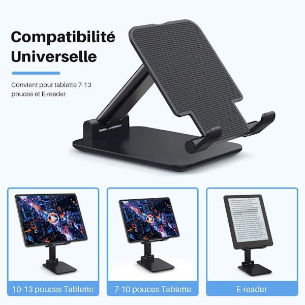 Anozer Foldbar Desktop Angle Tablet Holder, Justerbar Telefonholder med Anti-Slip overflade og aluminiumslegering til iPad Air, Huawei Tablet, Samsung,