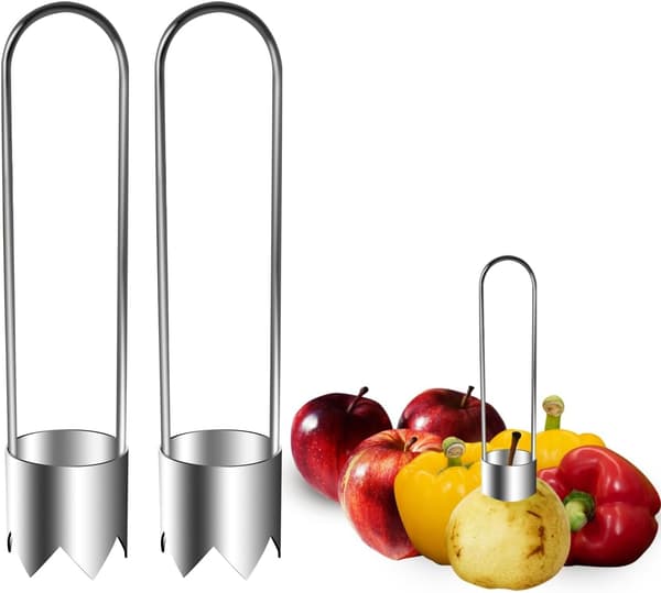 2-i-1 Peberfjerner, Æblekernefjerner, Grøntsagsudkerner, Klokkeformet Køkkenredskab