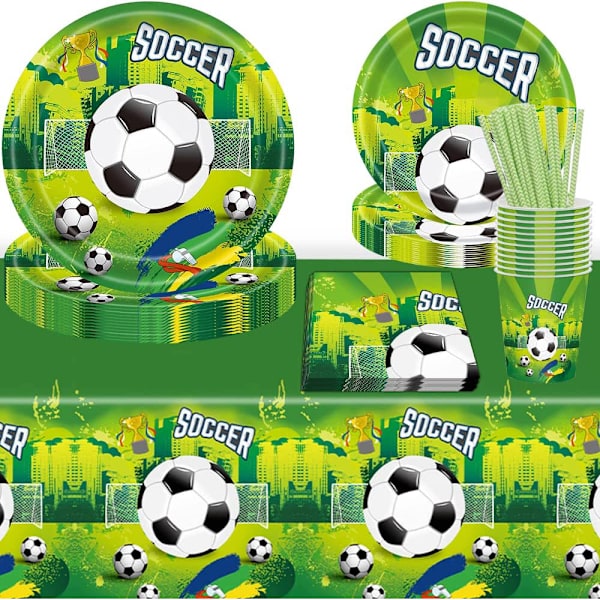 Fodbold Bordservice Sæt, Fodbold Fødselsdagstallerkener, Fodbold Fest