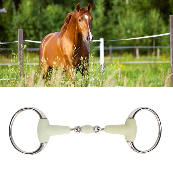 Rustfritt stål hestebitt eple smak gummipakket heste munn snaffle bit for timer trening racing