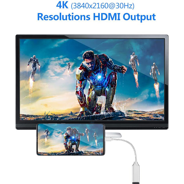USB C til HDMI-adapter, adapter med video- og lydutgang