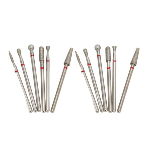 2Box/12Pcs Nagelborr Bits Diamant Manikyr Roterande Huvud för Nagelslipning Polering Omslipning