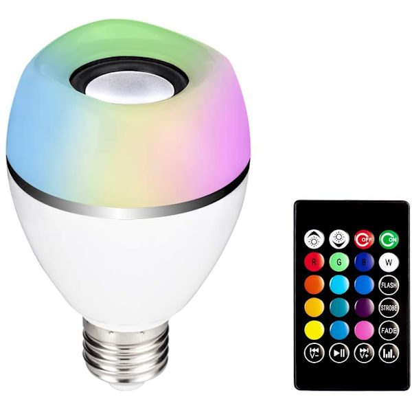 LED-älylamppu Bluetooth-kaiuttimella Musiikin tahdissa väriä vaihtavat valot Langaton kaukosäädinlamppu $ LED-älymusiikkilamppu Stereokaiutin