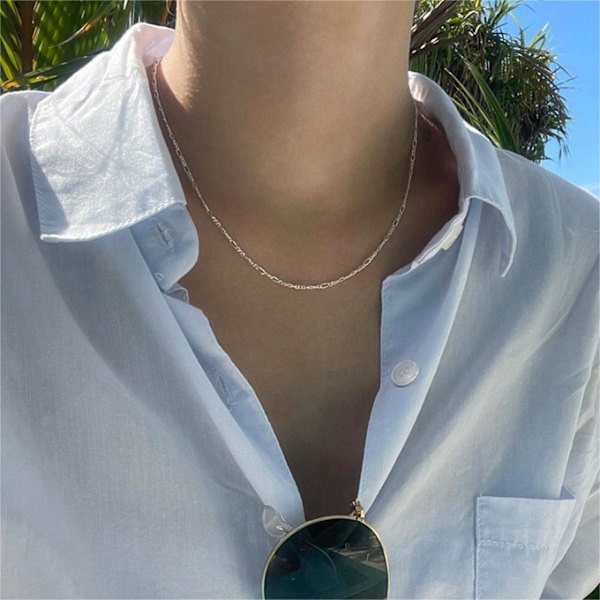 925 Sterling Silver Halsband Kvinnor Tunn Kedja Halsband Stilrent Halsband för Pendling Resa Fest