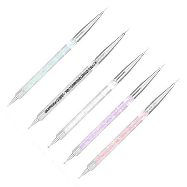 5-pack dubbelhuvudade kristallprickverktyg för manikyr, målningsverktyg, prickpenna, nagelkonstfärgset