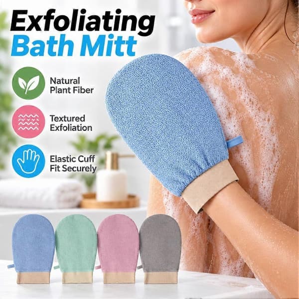 Dubbelsidig badvante i växtfiber, tunn och snabbtorkande med elastisk handled light gray 1pcs
