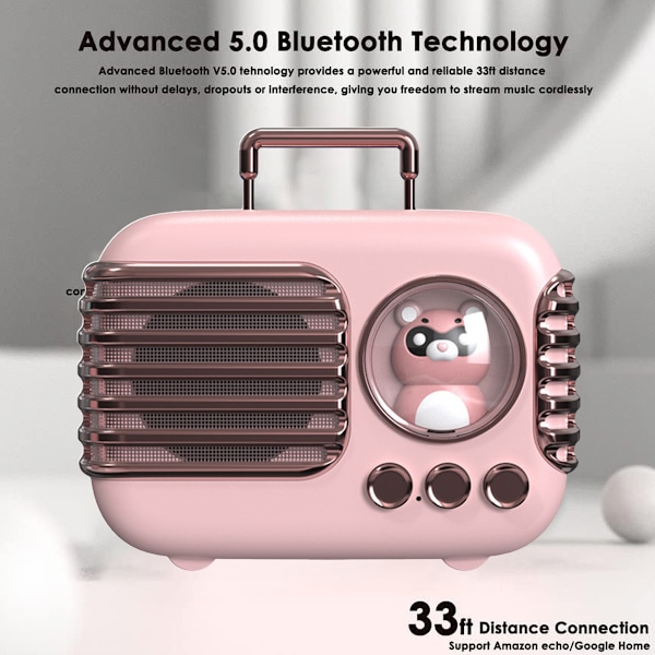 Trådlös Bluetooth söt mini bärbar högtalare med TWS-parning, högt ljud