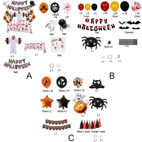 Halloween-juhlapalloköynnössarja juhlatarvikkeet B