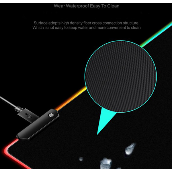 RGB Gaming Musmatta, XXL, 800*300mm, Mjuk-Led-Musmatta, Dator Tangentbord Musmattor Matta, Svart