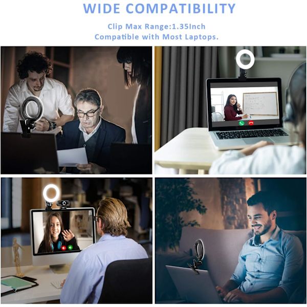 Videokonferansebelysningssett, lys for skjermklips på, for