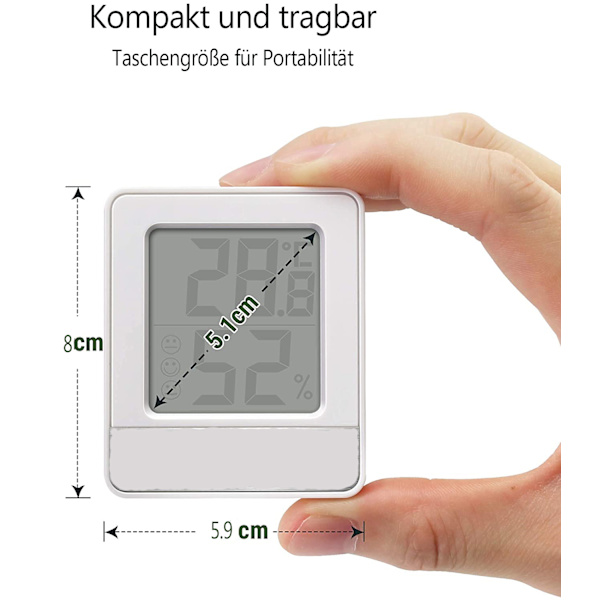 ThermoPro TP49W-3 Digital Mini Termo-Hygrometer Termometer Romtermometer 3 Innendørs Temperatur- og Fuktighetsmåler med Smiley-indikator