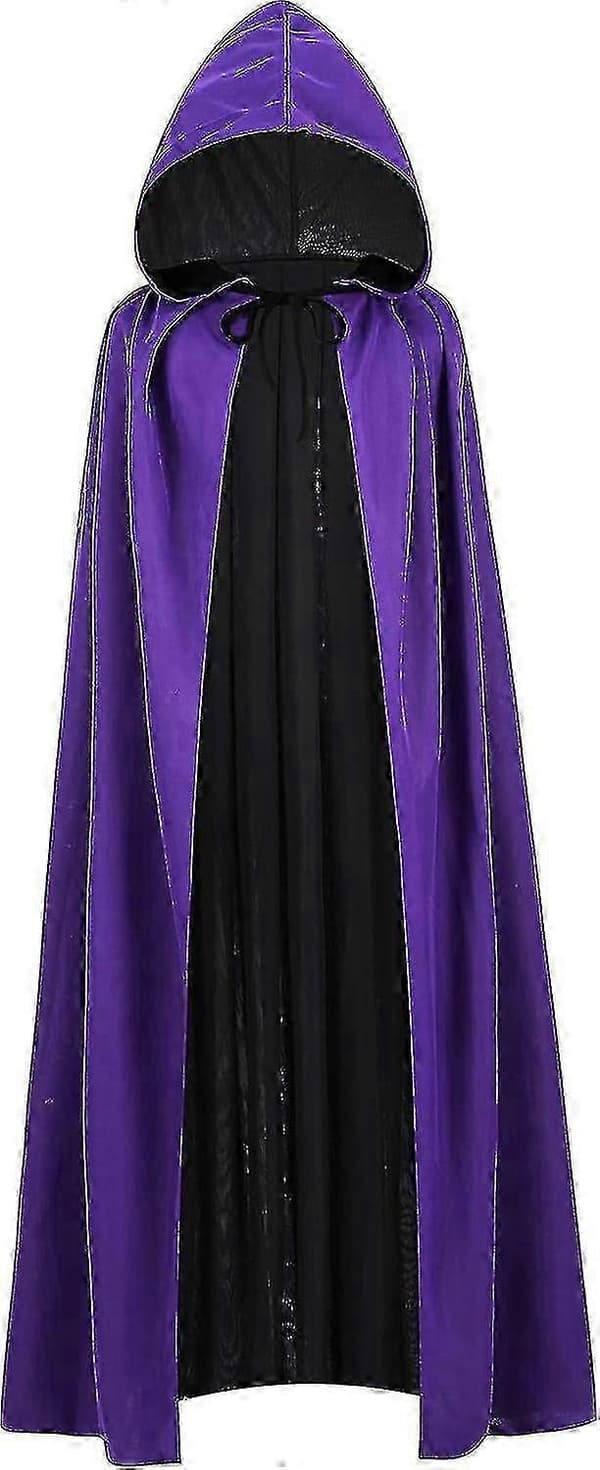 Festlig vendbar kappe til voksne og børn, perfekt til Halloween- og julekostumer Black Purple 90cm