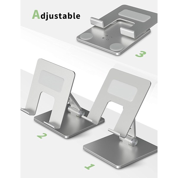 Tabletstativ for skrivebord, stabil tabletholder med tung og