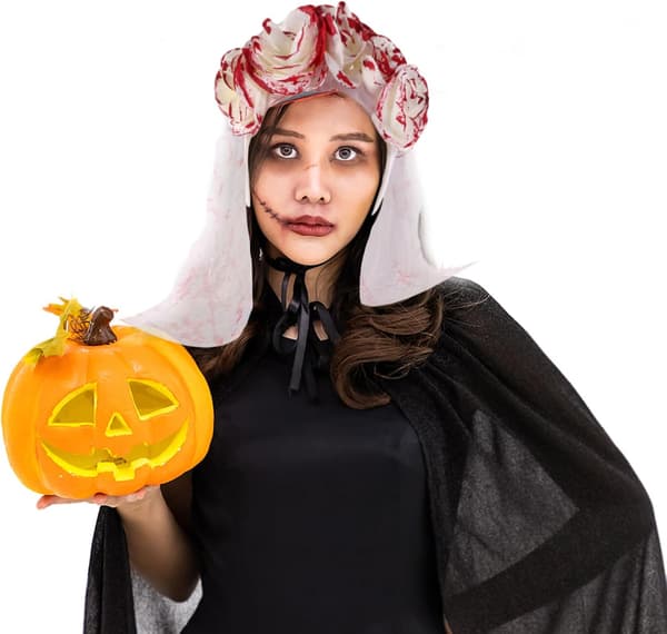 Gothic Halloween Headband with Veil, Unique Ghost Bride Hairpiece